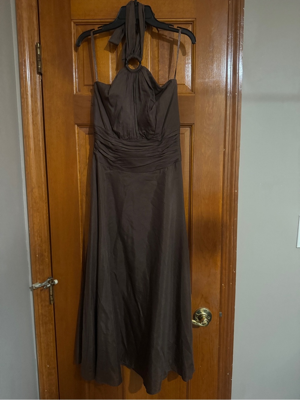 White House Black Market Brown Halter Maxi Dress with Ring Detail